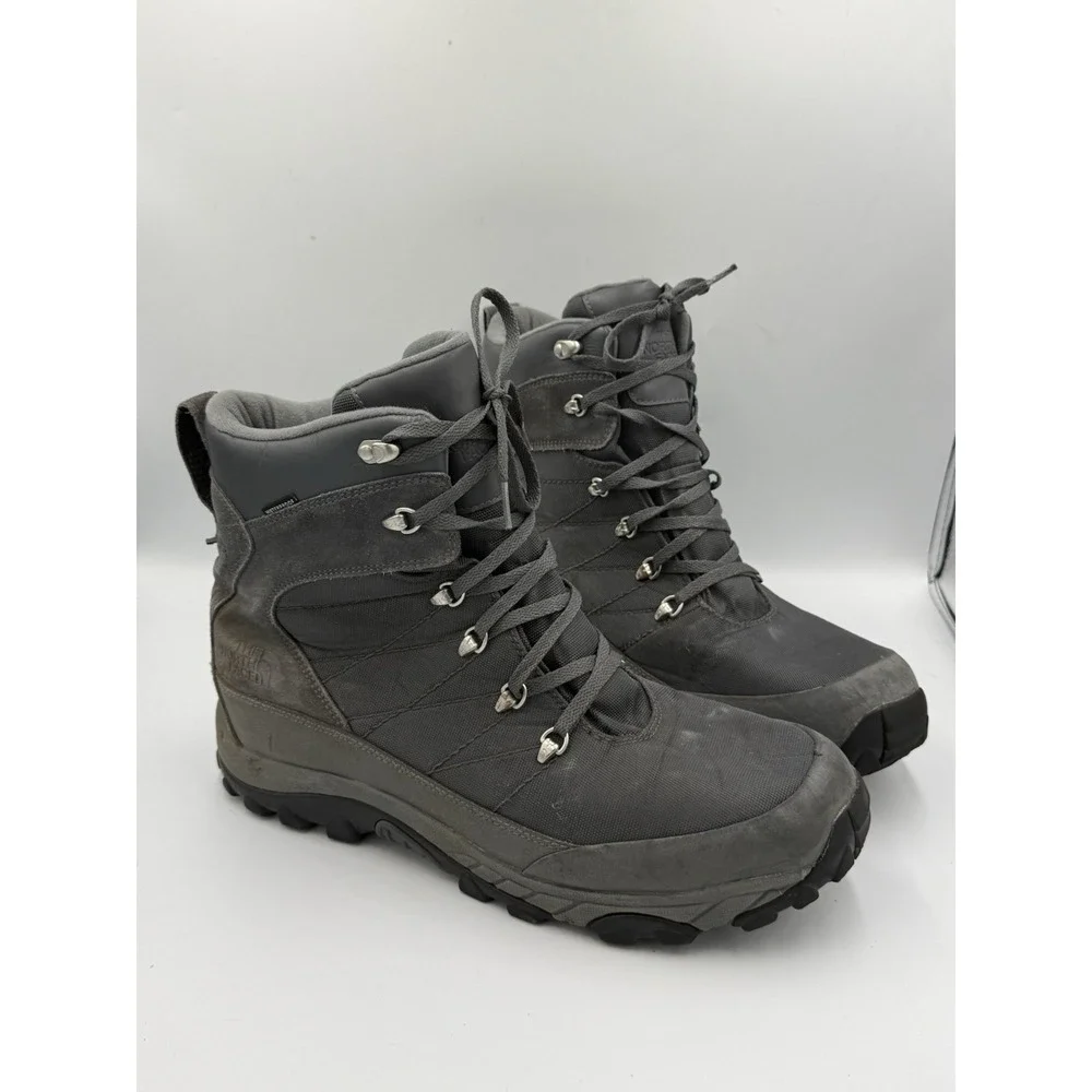 The North Face Chilkat Snow Boots Men's Size 14 Gray Waterproof Winter Lace Up